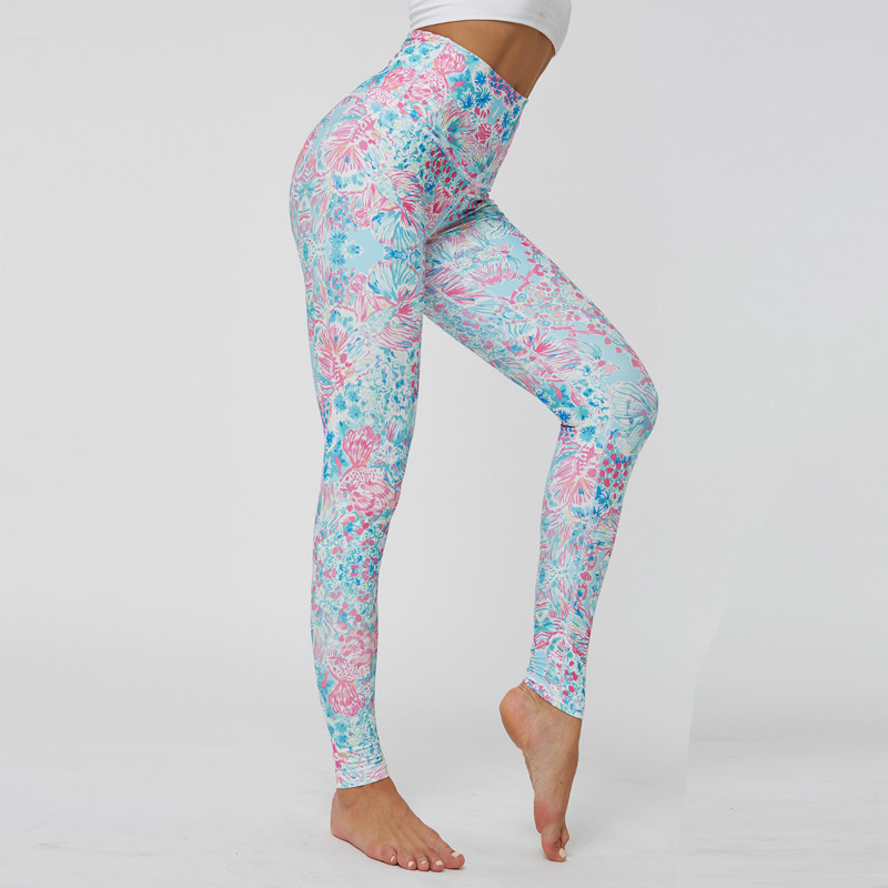 

Professional Running Fitness Gym Sport Leggings Tight Trouser Pencil Leggins Printed Yoga Women Pants, Blue