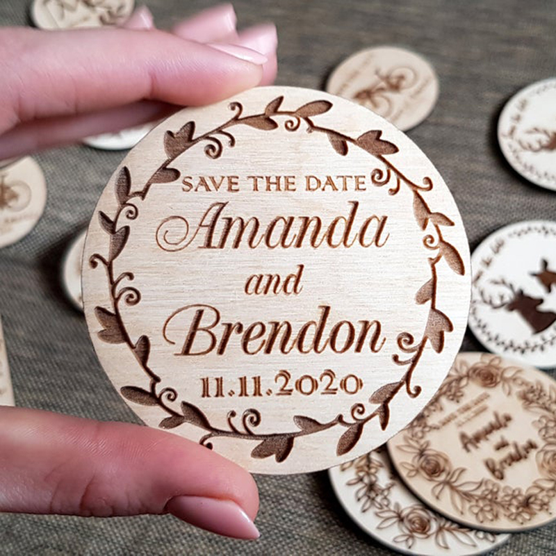 

Wedding Save The Date Personalized Wood Save The Date Memory Wooden Rustic Magnet Customized Wedding Invitation
