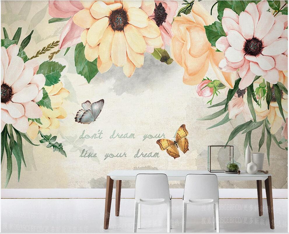 

3D wall covering custom mural wallpaper Nordic style floral watercolor wallpaper mural 3d landscapes room home decor wall papers, Black