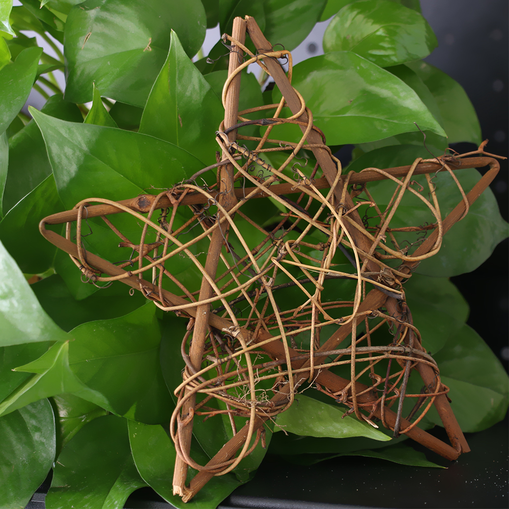 

10-30cm Christmas Rattan Ring Natural Heart Star Rattan Festive Shop Window Door Hanging Wreaths Party Decorations