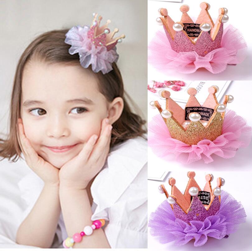 

Cute Tiaras Christmas Gift Lovely Baby Hair Clips Pearl Rhinestone Crown Children Hair Accessories Free Shipping, Golden;silver