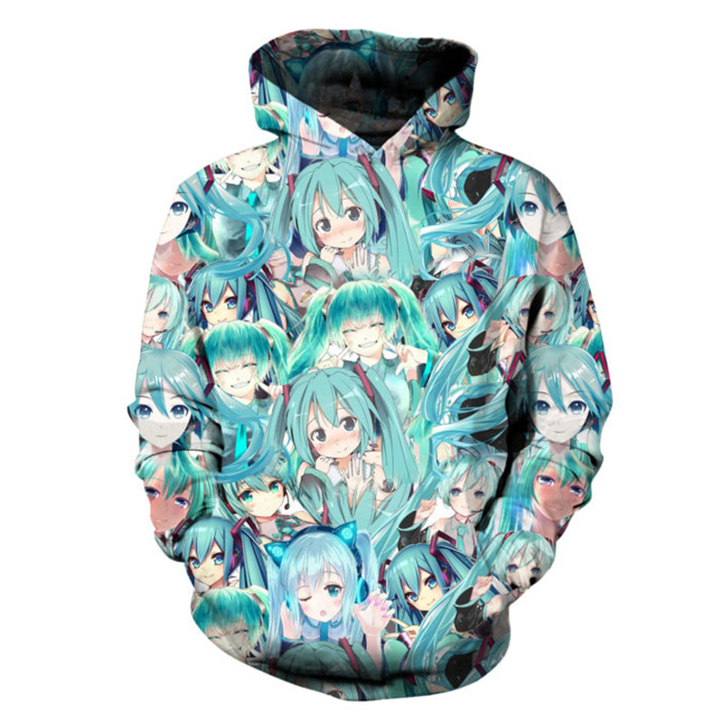 

SOSHIRL Summer Music Girl Hoody Kawaii Anime 3d Sweatshirts Women/men Hoodies Long-sleeved Hipster Streetwear Fans Tops