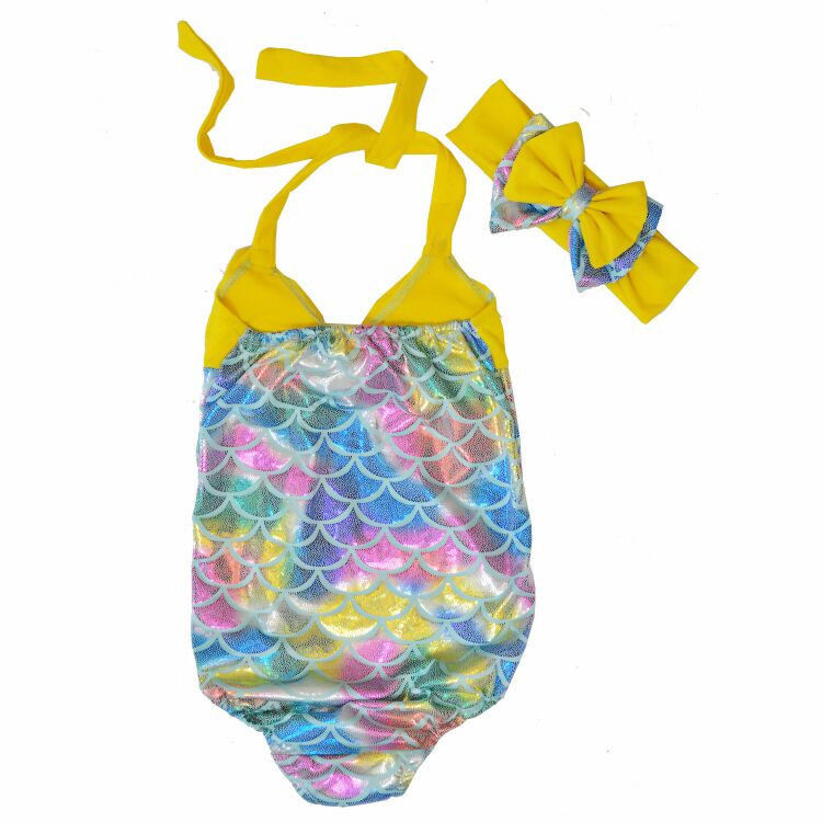 

2-7Y Fish scales Print Bikini Children Kids Girls Bathing Swimsuit Halter Beach Swim Wear Costume