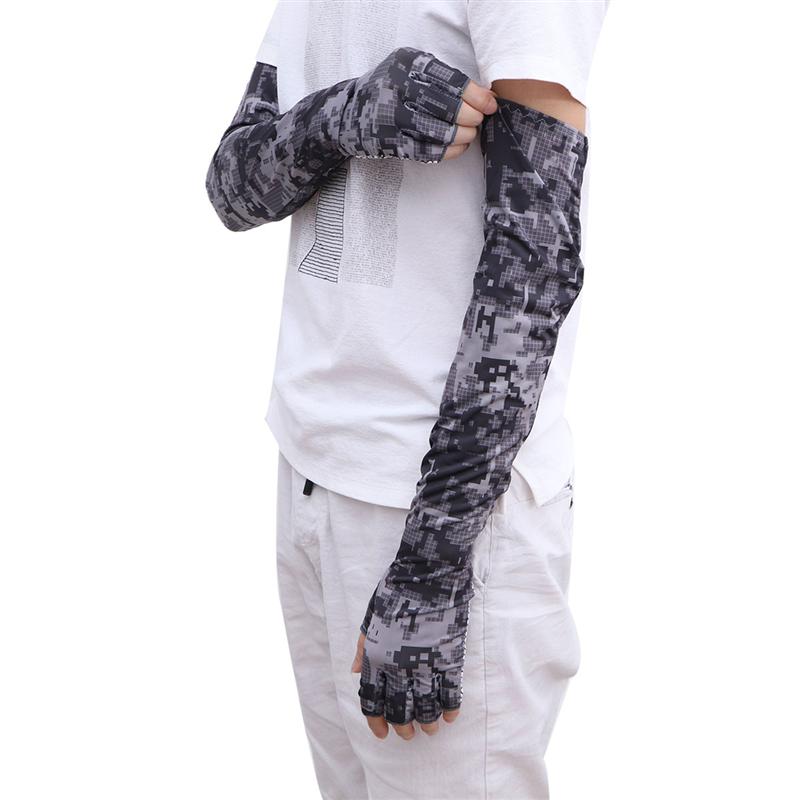 

Sunscreen Cuff Arm Guard Cooling Arm Sleeves Sun UV Protection Gloves Non-Slip Arms Cover For Outdoor Riding Fishing, Gray