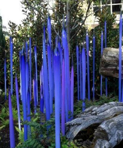 

Modern Murano Lamps Reeds Arts Decoration Blue 100% Mouth Blown Glass Art Sculpture for Park Garden