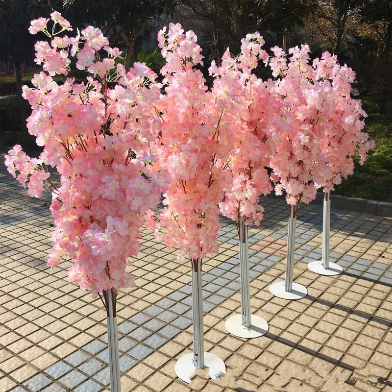 

Imitation Cherry Tree Colorful Artificial Cherry Blossom Tree Roman Column Road Lead Wedding Mall Opened Props Iron Art Flower Doors EEA304-, As show