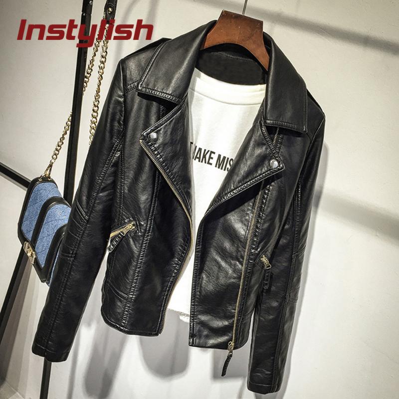 

Autumn & Winter Women Black Slim Cool Lady PU Faux Soft Leather Jackets Sweet Female Basic Zipper Female Outwear Coat Plus Size, Wine red