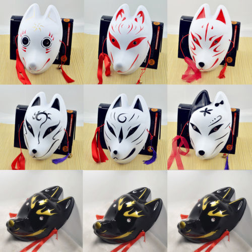 

PVC Japanese Fox Mask Demon Kitsune Cosplay Full Face Hand-Painted Masquerade