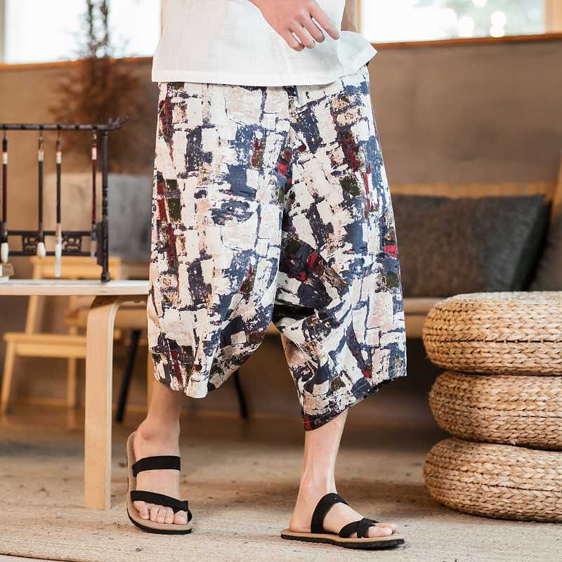

2020 Sinicism New style Fashion Male summer of printing High quality cotton linen pants/Men' Loose Haroun pants size -5XL