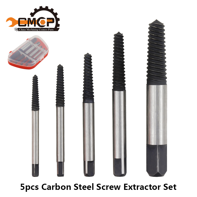 

Free Shipping 5pcs Carbon Steel Screw Extractor Drill Bit Set Broken Bolt Extractor Remover Easy Out Damage Screwdriver Set