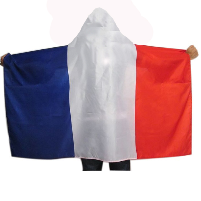 

France Flag Cape 0.9x1.5m Polyester Printing New French Country National Body Flag Banner 90x150cm for Home Party Sport Activity