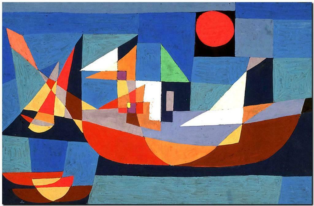 

PAUL KLEE ABSTRACT ART Blue Boats At Rest Home Decor Handpainted &HD Print Oil Painting On Canvas Wall Art Canvas Pictures 191117