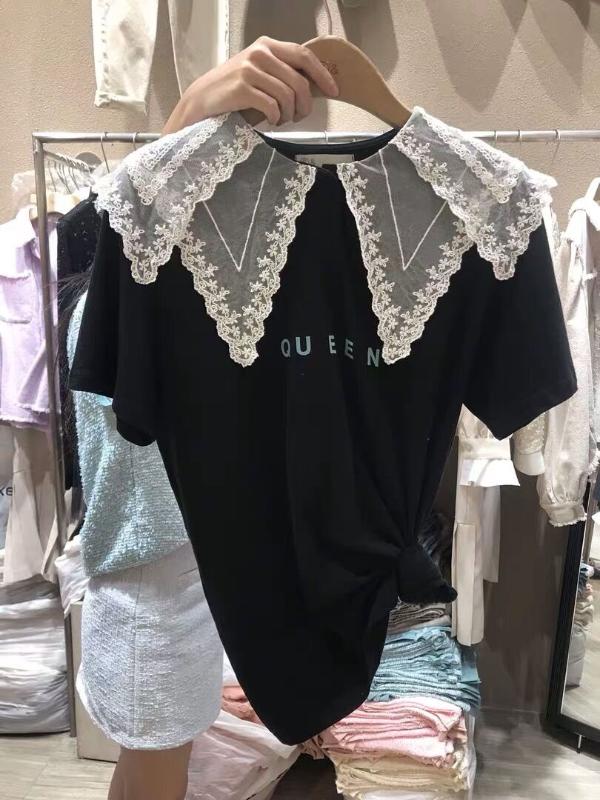 

BH03905 Fashion women Tops & Tees 2020 Runway European Design party style T-Shirts Women' Clothing, Black