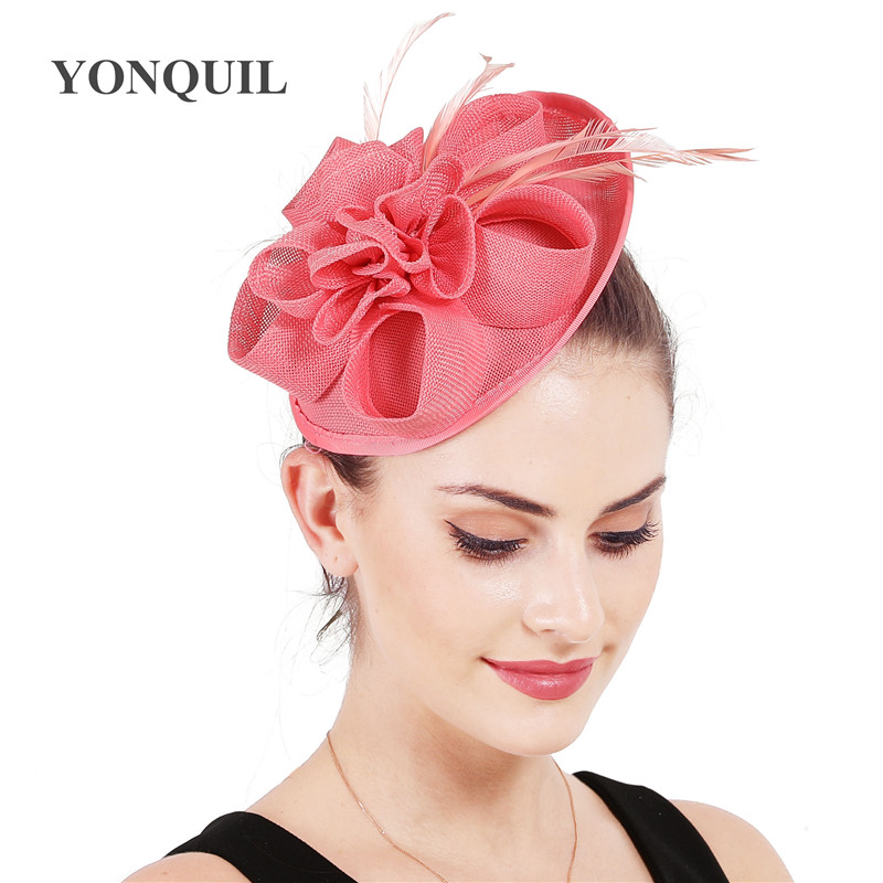 

Women wedding Chic Fascinator Hat imitation flower with beads adorn headdress Cocktail Wedding Party Church Headpiece Hair band handmade