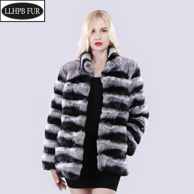 

New Winter Lady Thick 100% Genuine Real Rex Fur Coat Women Warm Real Rex Jacket Good Quality Natural Fur Outerwear, Grey black