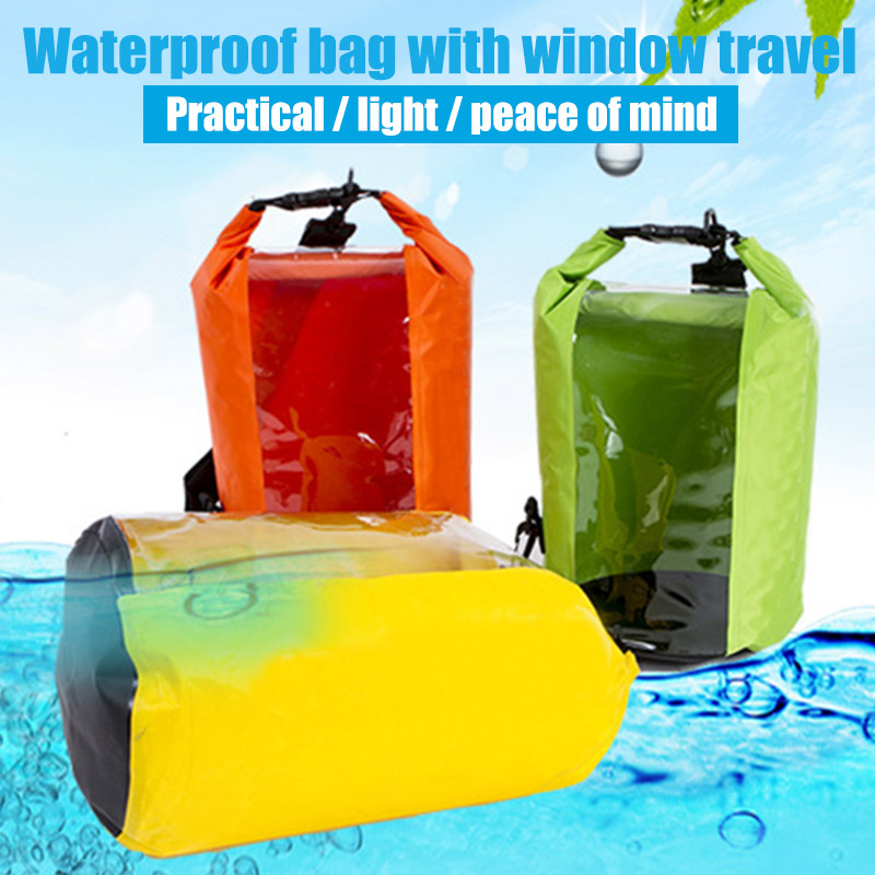 

New 8L Waterproof Storage Bag Transparent Clothes Bag for Outdoor Drifting Drop Shipping, Yellow