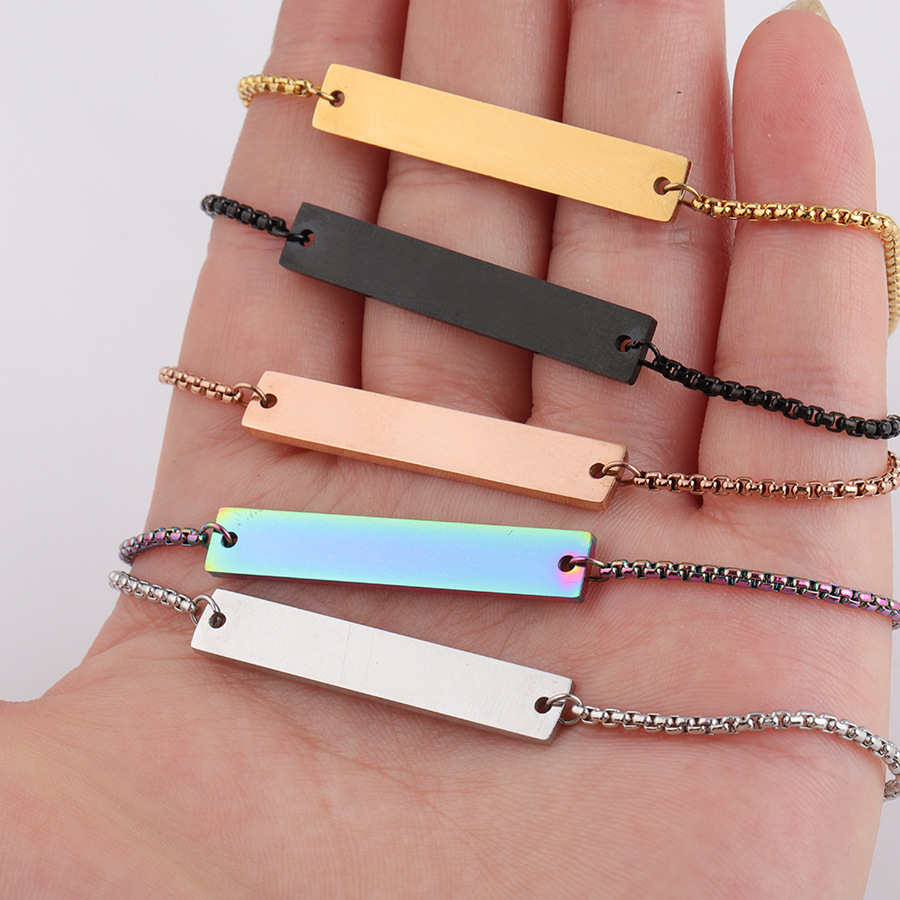 

DIY Personalized Blank Bar Bracelet 316L Stainless Steel Can Custom Engrave Bracelets Adjustable Mens Bracelet for Friend Jewelry Gifts