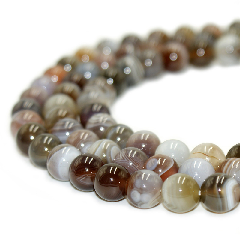 Ágata Redondo Raya Marrón Frost Mate Piedras Preciosas Perlas Strand 15/" 6,8,10,12,14mm