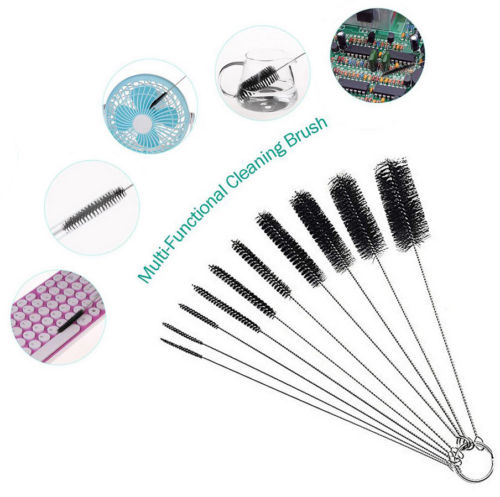 

10* Stainless Nylon Cleaning Brushes Test Tube Glass Cup Bottle Brush Straw Washing Cleaner Kitchen Home Bristle Kit