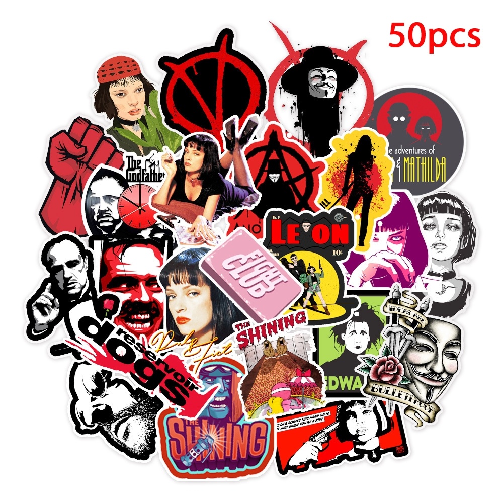 

50pcs/lot Stickers Classic Movie Pulp Fiction/Edward Scissorhands/Graffiti Sticker for Skateboard Laptop Bicycle Waterproof Decals