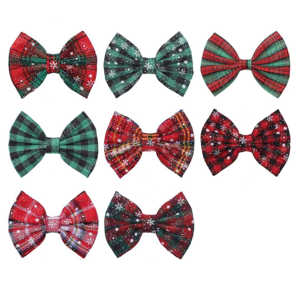 

5 Inch Christmas Plaid Bow DIY Accessories Baby Boutique Hair Bows without Alligator Clip for Girls Accessories