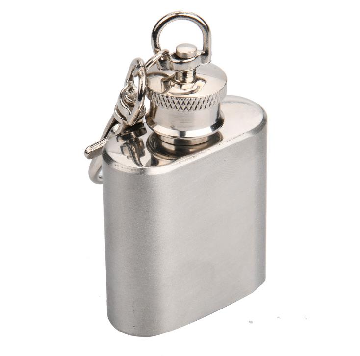 

1oz Mini Hip Flask Portable Liquor Wine Pot Stainless Steel Metal Hip Flask Travel Whiskey Bottle with Keychain SN516