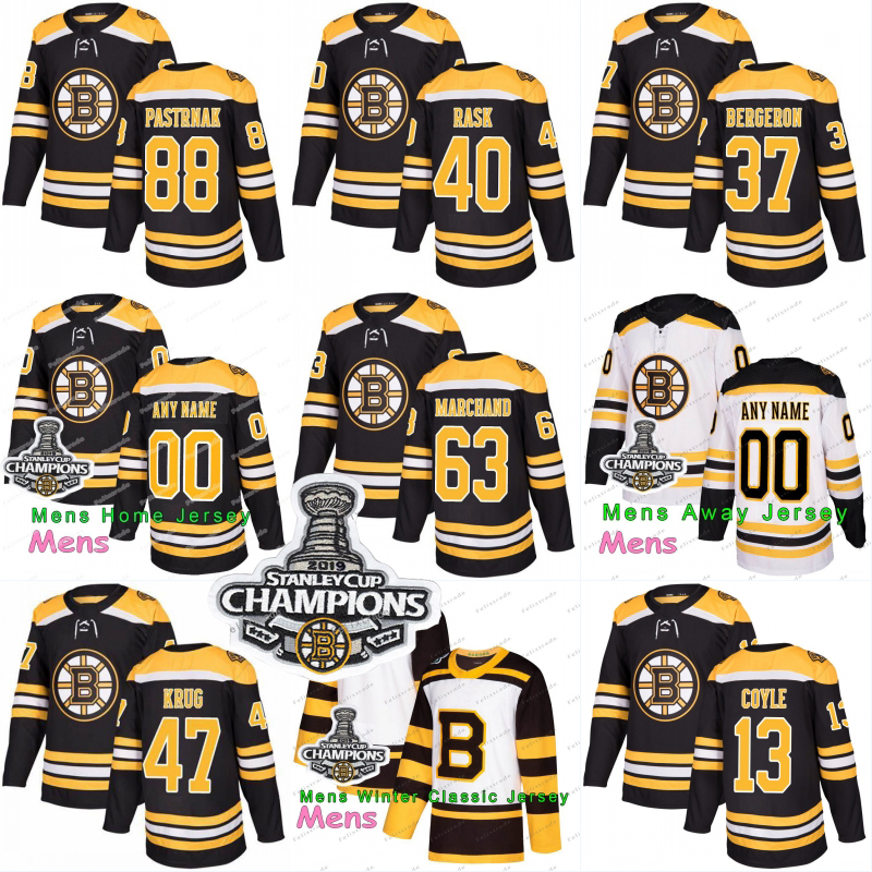 

Stanley Cup Final Bruins Champions Jersey Brad Marchand David Pastrnak Torey Krug Charlie Coyle Krejci 37Bergeron Tuukka Rask Jersey, Youth kids away
