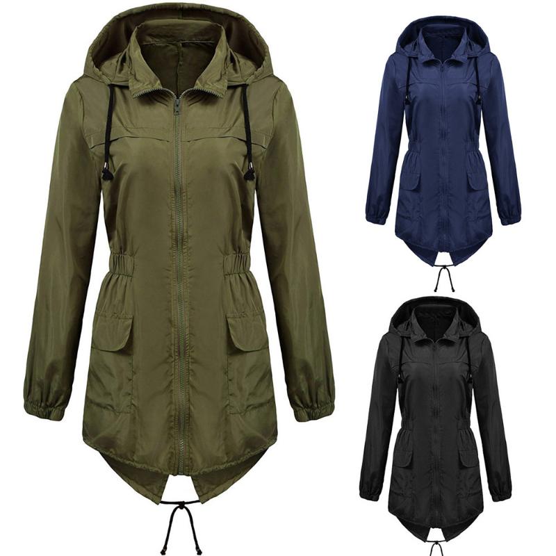 

2020 Women Long Rain Jacket Outdoor Hoodie Waterproof Windbreaker Overcoat Autumn Long Coat Jackets Plus Size 5XL Female W2024, Black