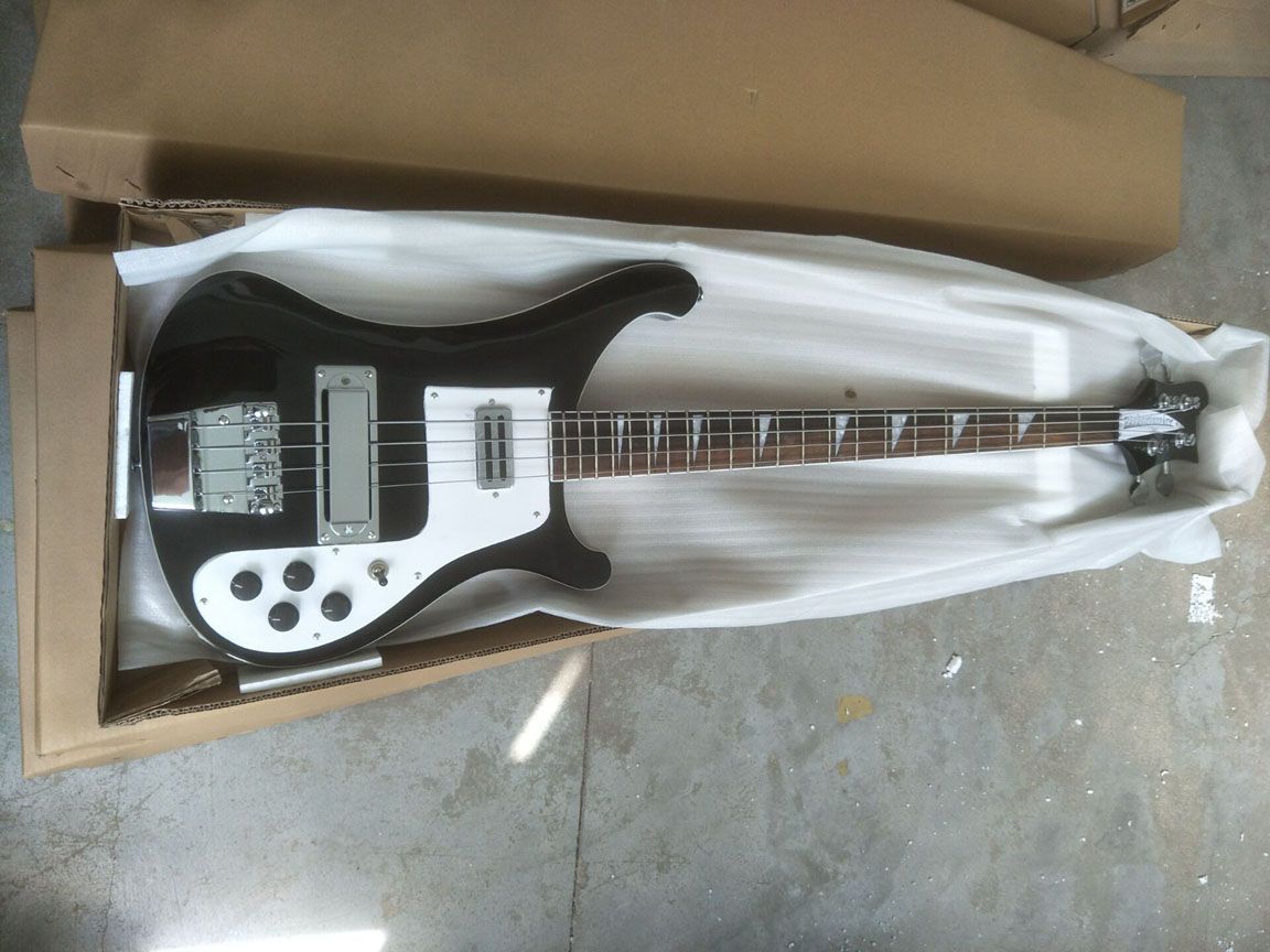 

4 Strings Black 4003 Electric Bass Guitar Chrome Hardware One PC Neck & Body Good Binding Body Dual Output Ric China Bass