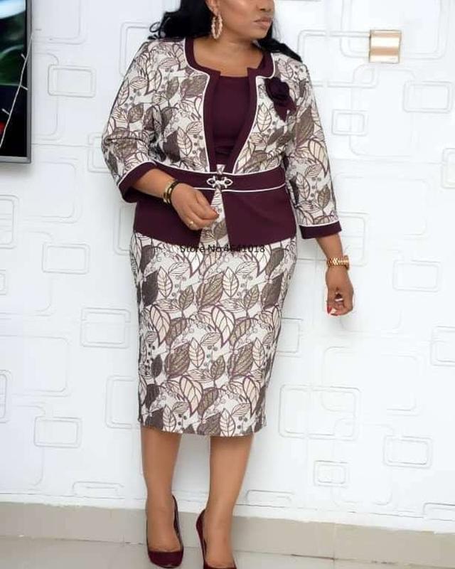 

2020 summer elegent african women printing polyester plus size dress suit XL-4XL