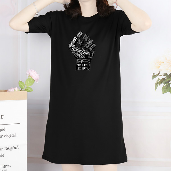 

Womens Fashion Dress Black Lives Matters Dresses Womens Casual Half Sleeve Outdoor Dress Letters Printing Dress New, White