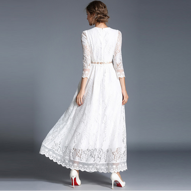 

Women Summer Dress 2020 White Lace Long Dress Elegant Party Maxi Dresses for Women Vestido De Festa Longo 9417 KJ2562
