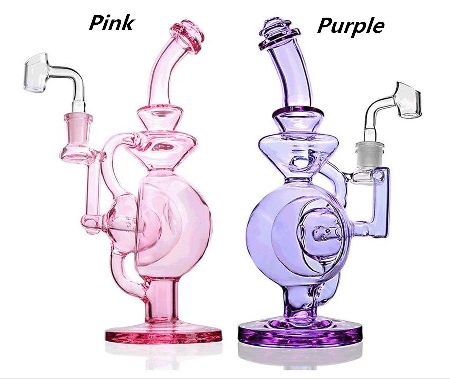 

Tornado Pink Bongs Glass Water Bong Hookahs Smoking Pipe Klein Recycler Oil Rigs Heady Glasses Feb Egg With 14mm Banger Shisha