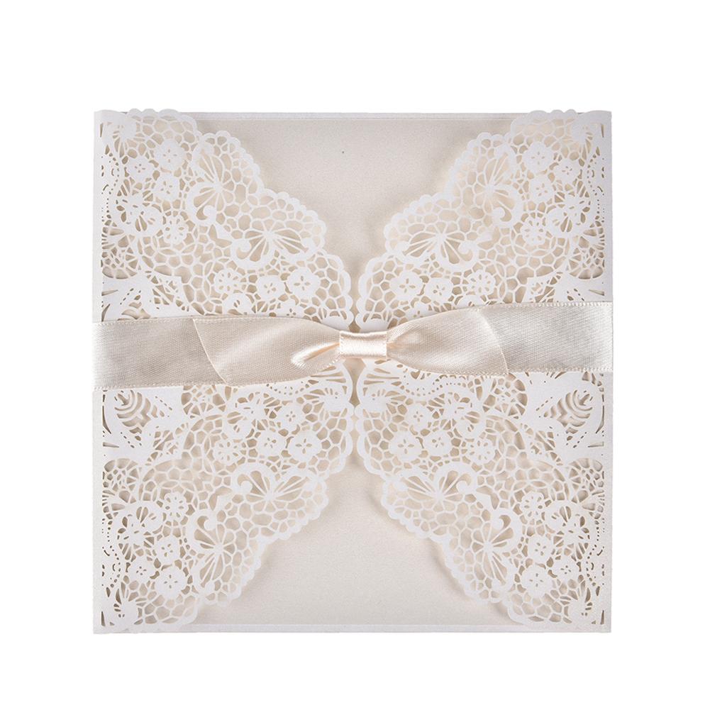 

10pcs Laser Cutout Invitation Wedding Invitations Card Birthday Card Elegant Lace Print Envelopes Wedding Party Decoration
