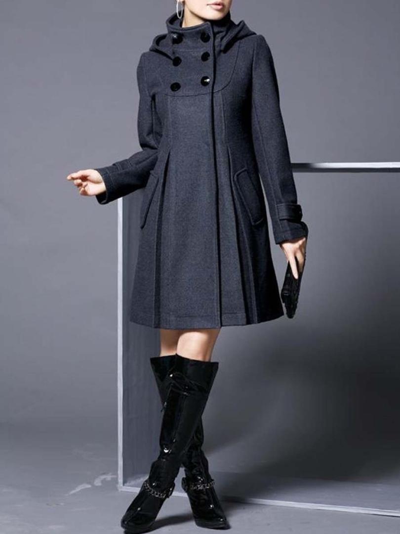 

ZOGAA Brand Winter Autumn Long Coats Women Hooded Woolen Overcoats Warm Double-breasted Female Jacket Cloak Windbreaker Women, Black