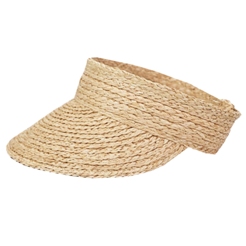 

Ladies Anti-Uv Roll Up Sun Visor Hat Women Straw Raffia Sun Visor Caps, Beige