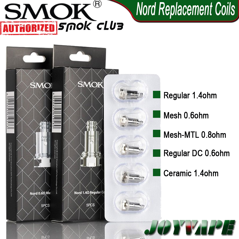 

Smok Nord Replacement Coils Regular 1.4ohm DC 0.6ohm Mesh 0.6ohm Mesh-MTL 0.8ohm Ceramic 1.4ohm Coil for Nord Kit
