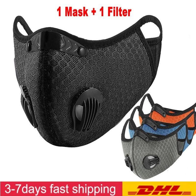 

US Stock Unisex Cycling Face Mask Activated Carbon with Filter PM2.5 5 Layers Sport Running Training MTB Road Bike Protection Dust Mask, 1 pcs filter