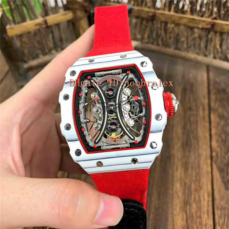 

Top TPT Carbon Fiber Watch RM53-01 Watch Wire rope hanging openworked Automatic Mechanical Anti glare Sapphire Crystal Sports Watch, Slivery;brown