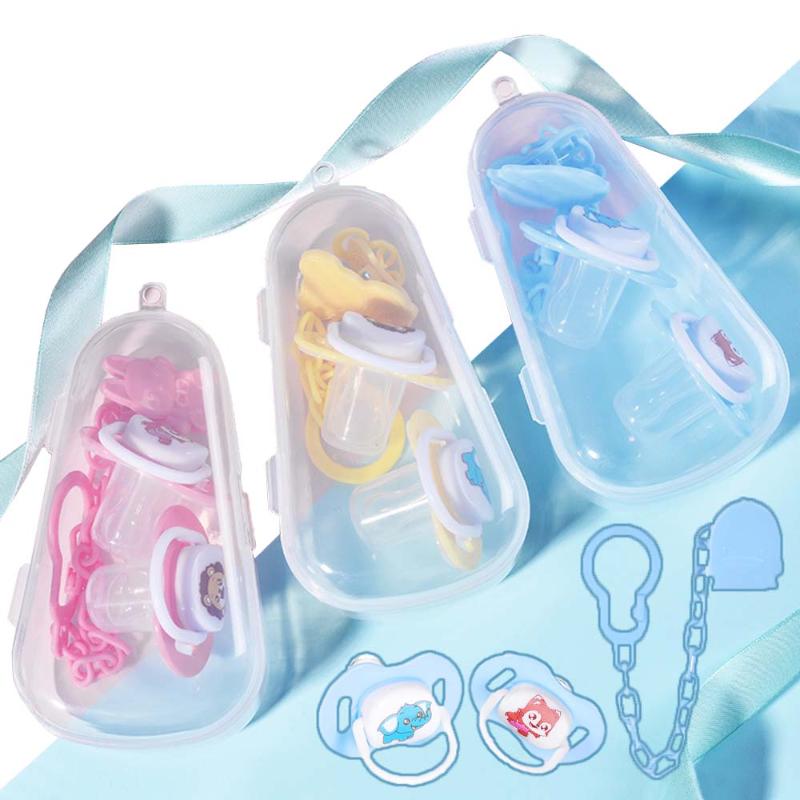 

Baby Pacifier Set Silicone Nipple + Chain Combination Baby Sleeping Pacifier 2 Nipple 1 Chain 1 Dustproof Storage Box