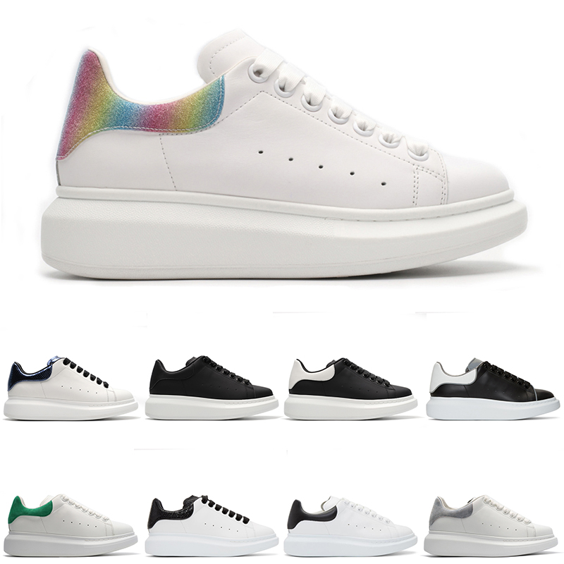 

Queen Luxury Designer Shoes womens mens trainer 3M Reflective Triple white Leather Platform Sneaker Flat Casual Party Brand men Sport Shoe, Silver glitter