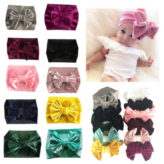 

Candy Color Baby Girl Pleuche Big Bow Design Headband fashion soft Bohemia Bow Girl Infant Hair Accessories Headband, As picture/36.8g