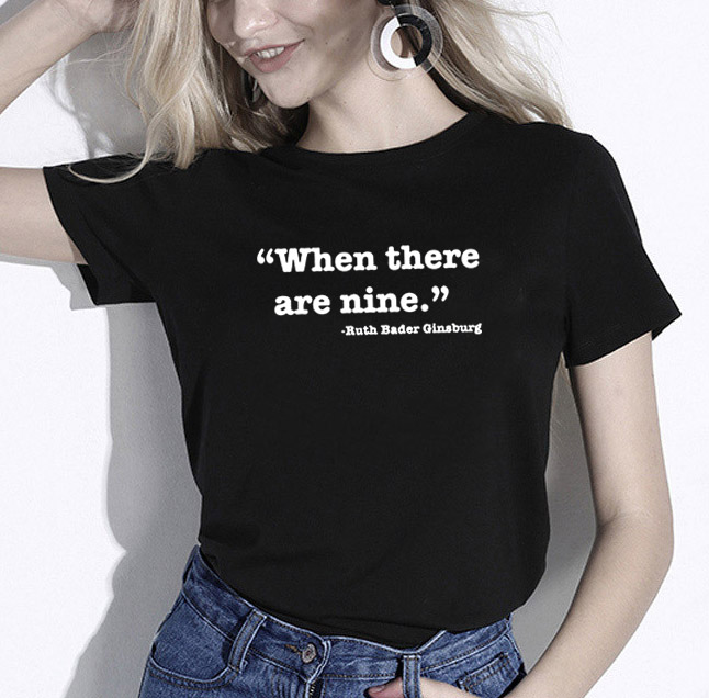 

WHEN THERE ARE NINE Printed T Shirt Women Harajuku Cotton Funny T Shirt Women Tops Vintage Tee O-neck T-shirt Femme, Black