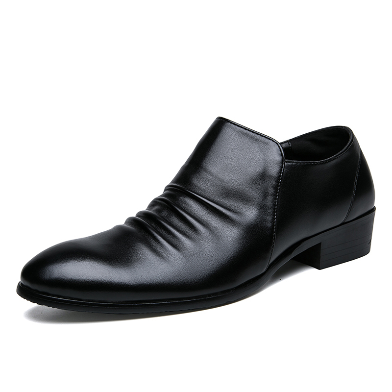 

Plus Size 38-47 Business Shoes Men Dress Shoes Fashion Slip-On+Zip Soft Oxfords Formal Leather Shoes, Black