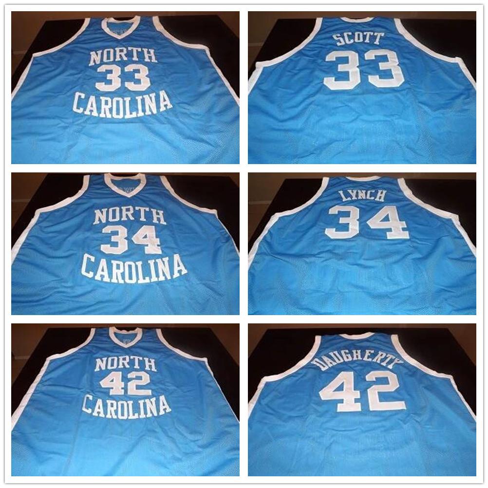 

North Carolina Tar Heels College 33 Charlie Scott 34 George Lynch 42 Brad Daugherty Retro Basketball Jersey Men's Stitched Custom Jerseys, As show
