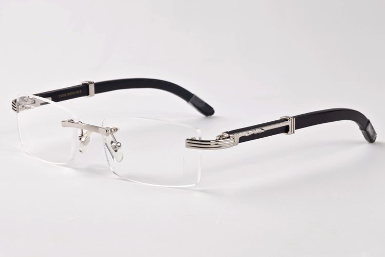 

Wholesale-Luxury rimless plain mirror glasses men women wooden buffalo horn sunglasses lunettes de soleil