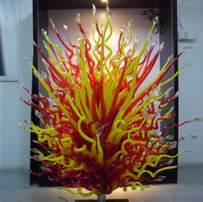 

Hand Floor Lamps Red and Yellow Blown Glass Sculpture for Garden Art Decoration Outdoor Murano Standing Sculptures