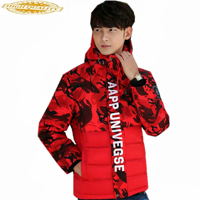 

New Arrival Men Camouflage White Duck Down Jacket Warm Mens Winter Parkas Hooded Men's Jackets Casacos Masculino WXF313, Black
