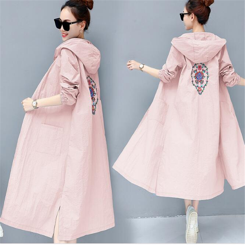 

Loose Jacket Plus Size Summer Women Sun UV Protection Jacket Clothing Female 2019 Hooded Beach Tops Feminino g340, White