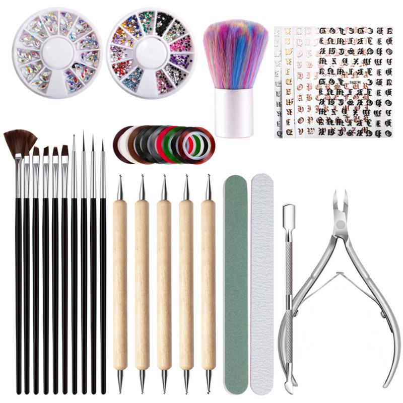 

Nail Art Tools Set Kit Polish Brushes Nail Drawing Brush DIY Painting Rhinestone Dotting Pen Beauty Decoration